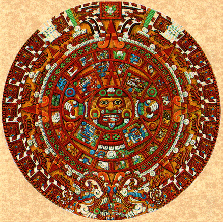 Tegning af Aztekernes berømte kalendersten.