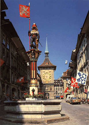 Det berømte middelalderlige klokketårn i Bern. Tårnet er bygget som byport.
