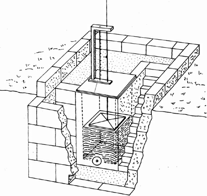 Tegning af en mulig rekonstruktion af vanduret på agoraen i Athen.