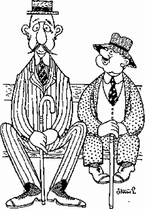 Om frygten for en gentagelse af historien. Tegning af Storm P. Copyright Storm P. Museet