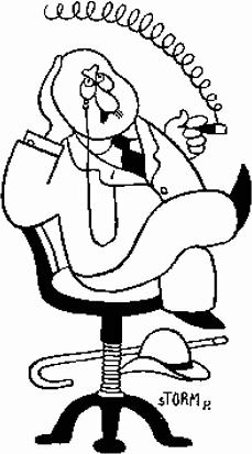 Reflektioner over tidens gang. Tegning af Storm P. Copyright Storm P. Museet