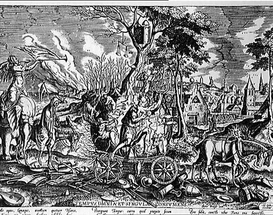 Dette kobberstik - Tidens Triumf - af Pieter Brueghel (ca. 1525-69) hører til de mest berømte kunstneriske fremstillinger af tiden i Europa.