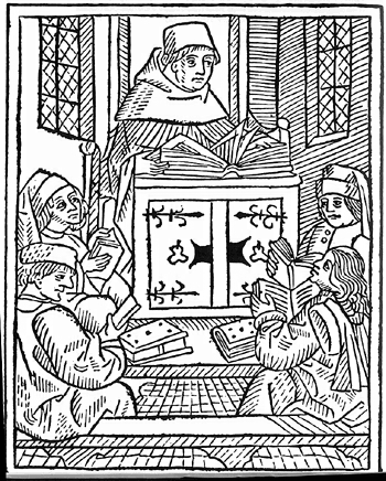 Titelblad fra 'De declaratione difficilium terminorum ...' ('Om forklaringen på vanskelige termer ...') af Armandus de Bellovisus, trykt i Køln sidst i 1400-tallet.